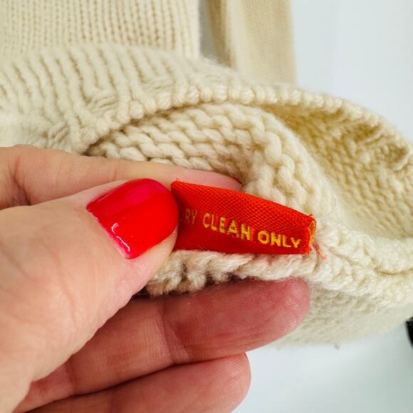 Cream Cable Knit Turtleneck Sweater Classic Chunky 100% Cashmere Knit Size Small - Picture 5 of 7